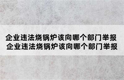 企业违法烧锅炉该向哪个部门举报 企业违法烧锅炉该向哪个部门举报